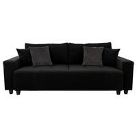 Ecksofa mit Bettfunktion Lily Velours schwarz, 240x119cm - Anthrazit/Schwarz, Trend, Holz/Holzwerkstoff (240/119cm) - Luca Bessoni
