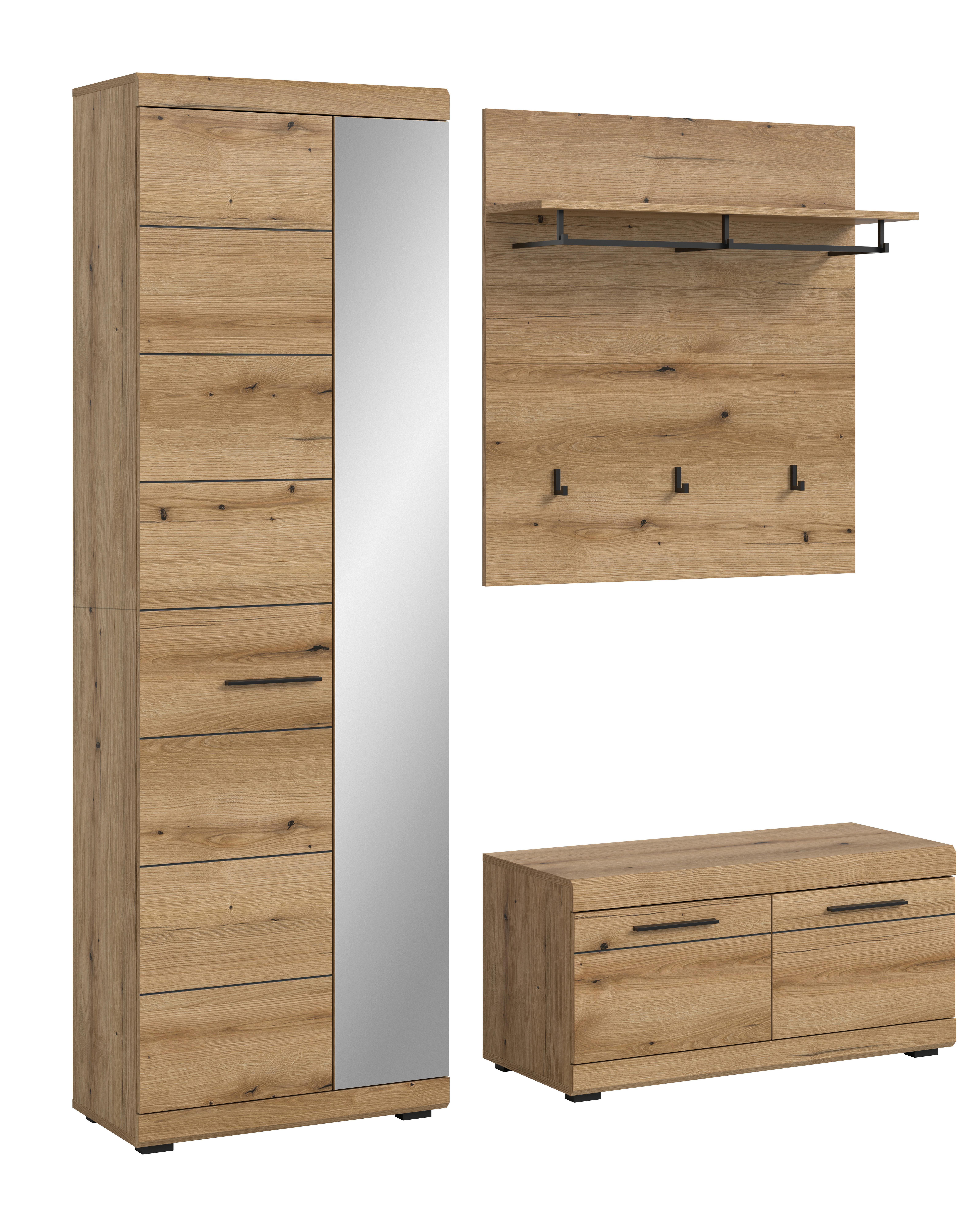 Garderobe Scout 3-Teilig Eiche dunkel B: 167 cm - Eiche dunkel, Design, Holzwerkstoff (167/197/40cm) - Livetastic