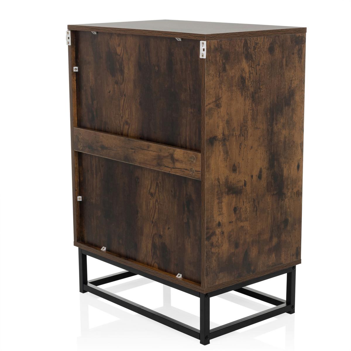 Kommode Vinstra Braun/schwarz B: 60 Cm - Schwarz/Braun, MODERN, Holzwerkstoff (60/83,5/38,5cm) - MID.YOU