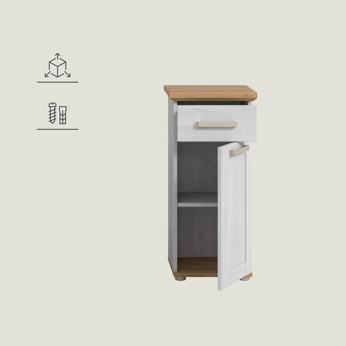 Midischrank Verona Eiche Dekor /Lärchefarben B: 39cm - Silberfarben/Lärchefarben, Trend, Holzwerkstoff (39/85/34cm) - MID.YOU