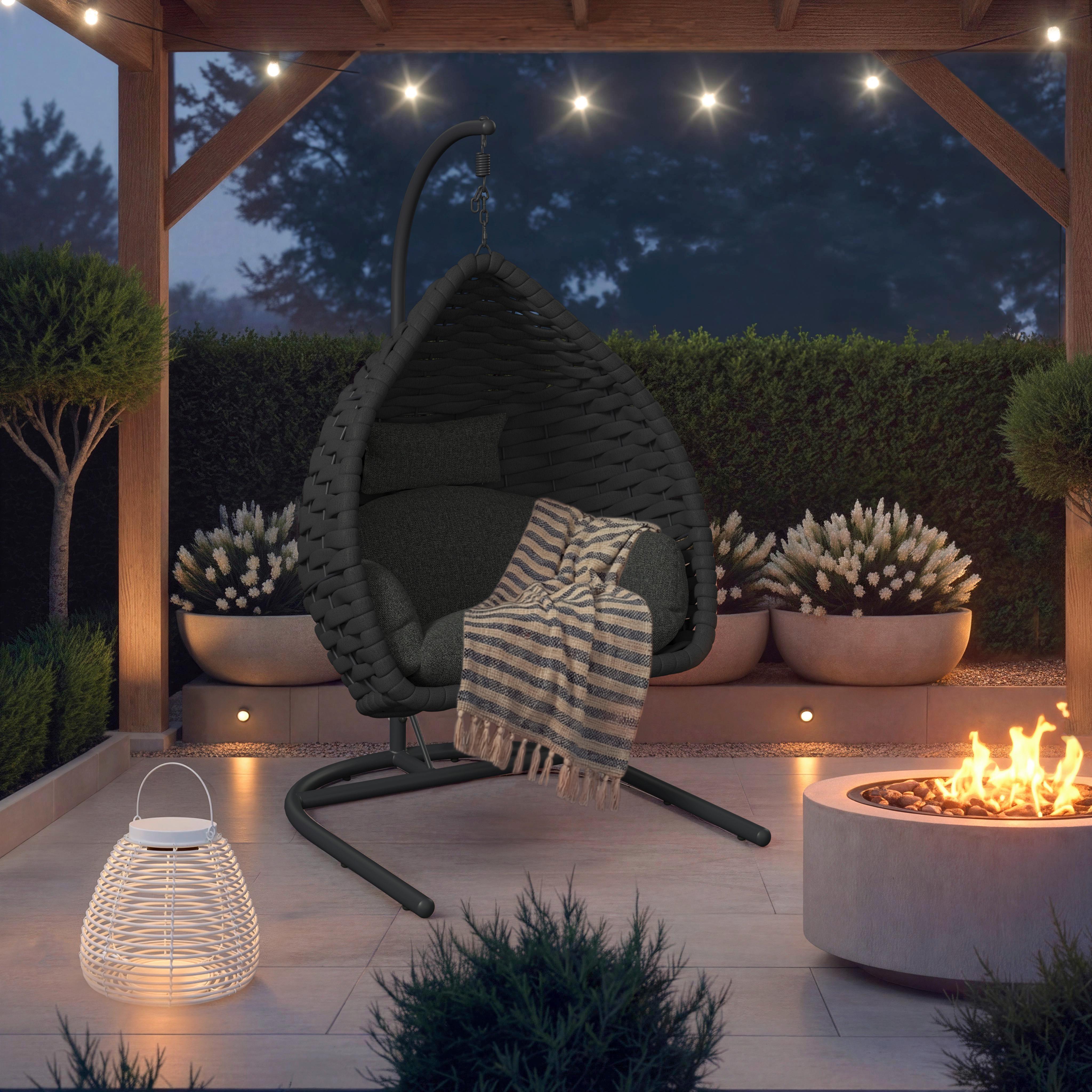 ZÁVESNÉ KRESLO SASA - tmavosivá, Modern, kov/textil (115/200/118cm) - Bessagi Garden