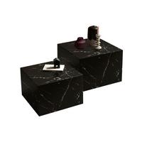 Couchtischset Schwarz 2-teilig - Schwarz, Design, Holzwerkstoff (58-50/58-50/40-33cm) - Livetastic