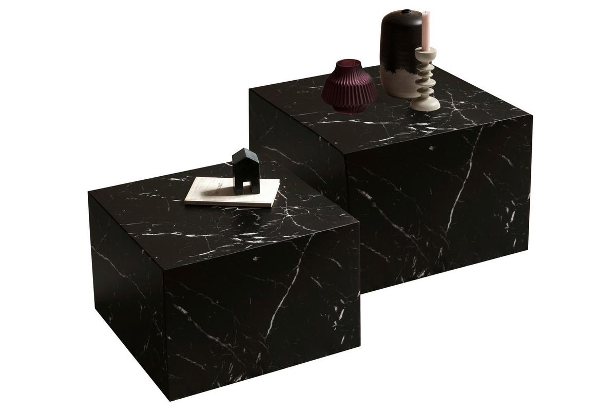 Couchtischset Schwarz 2-teilig - Schwarz, Design, Holzwerkstoff (58-50/58-50/40-33cm) - Livetastic