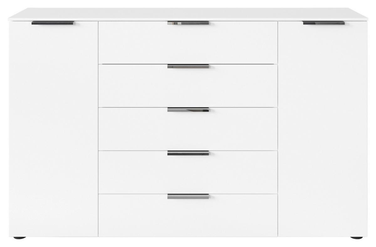 Kommode Flipp Weiß/graphitfarben B: 160 Cm - Chromfarben/Schwarz, MODERN, Holzwerkstoff (160/100/42cm) - Rauch Möbel