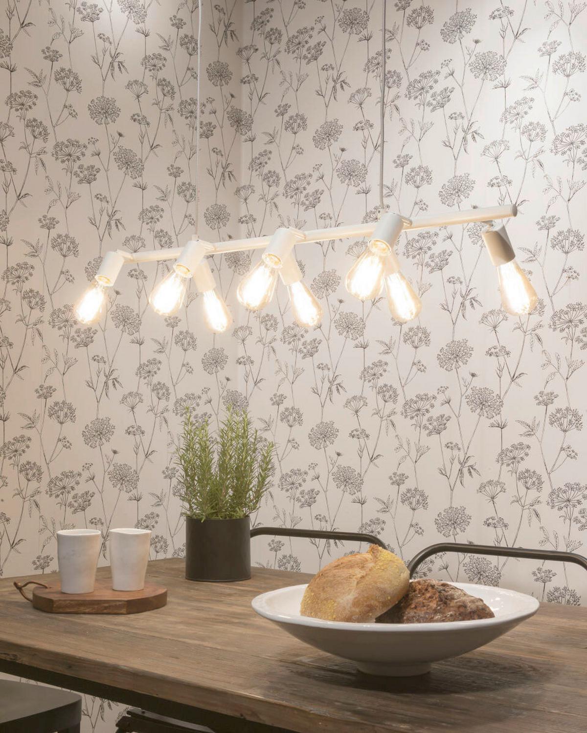 Hängeleuchte Miami H: 28-175cm 8-Flammig Höhenverstellbar - Weiß, Design, Metall (105/28/28-175cm) - It's about Romi