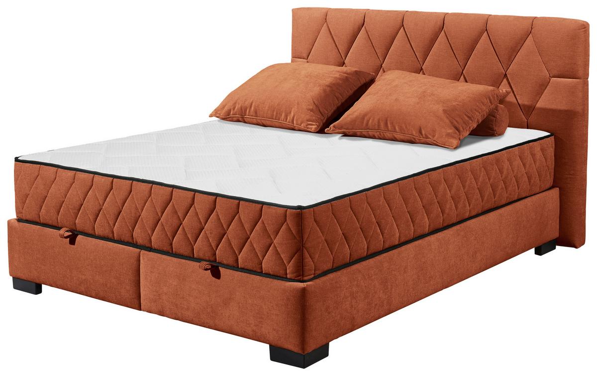Boxbett Nagol B - Cognac/Schwarz, MODERN, Holzwerkstoff/Textil (160/200cm) - MID.YOU