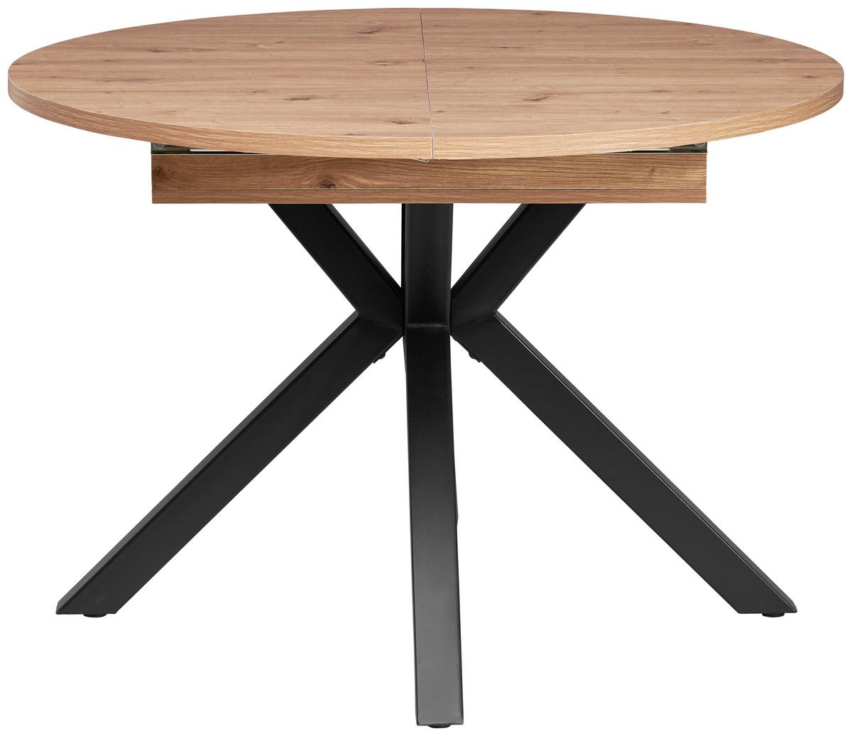 Ausziehtisch Bozan 110 Az 110-150x76x110cm Eiche - Schwarz/Eiche Artisan, KONVENTIONELL, Holzwerkstoff/Metall (110-150/76/110cm) - MID.YOU