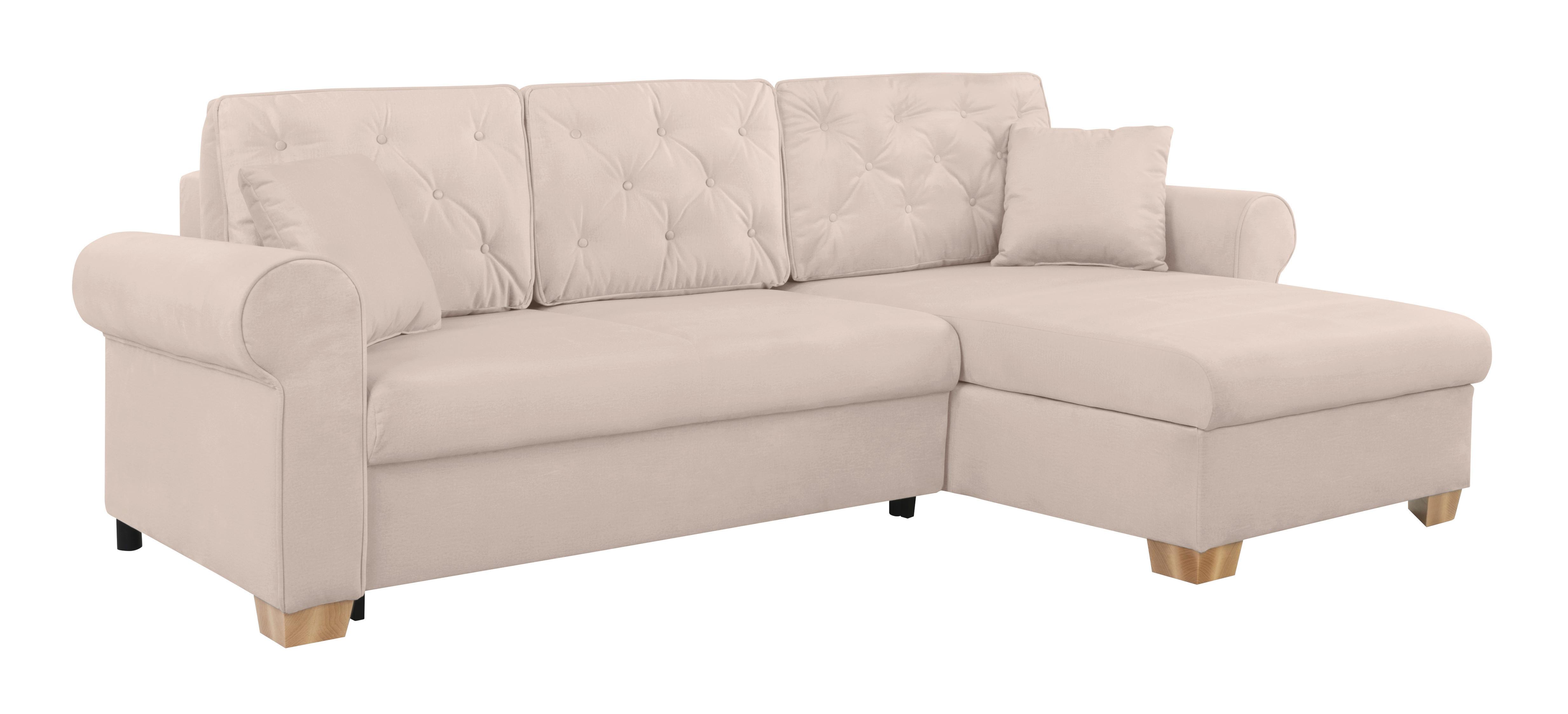 Ecksofa Arles, Beige 1 S: 266x161 Cm - Beige/Buchefarben, Design, Textil (266/161cm) - MID.YOU