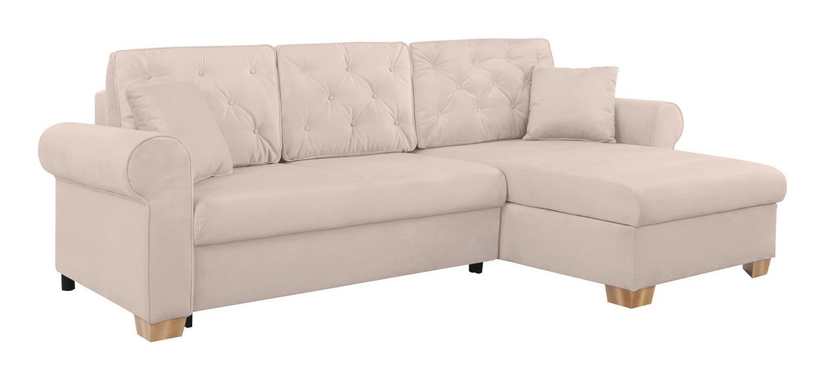 Ecksofa Arles, Beige 1 S: 266x161 Cm - Beige/Buchefarben, Design, Textil (266/161cm) - MID.YOU