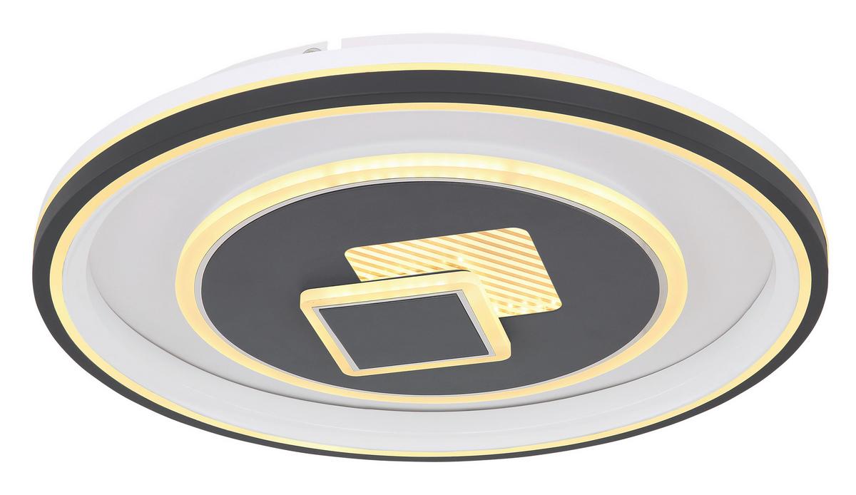 LED-Deckenleuchte Ø 50 cm Mit Stufenschalter + Fernbedienung - Opal/Graphitfarben, Design, Kunststoff/Metall (50/7cm) - Globo
