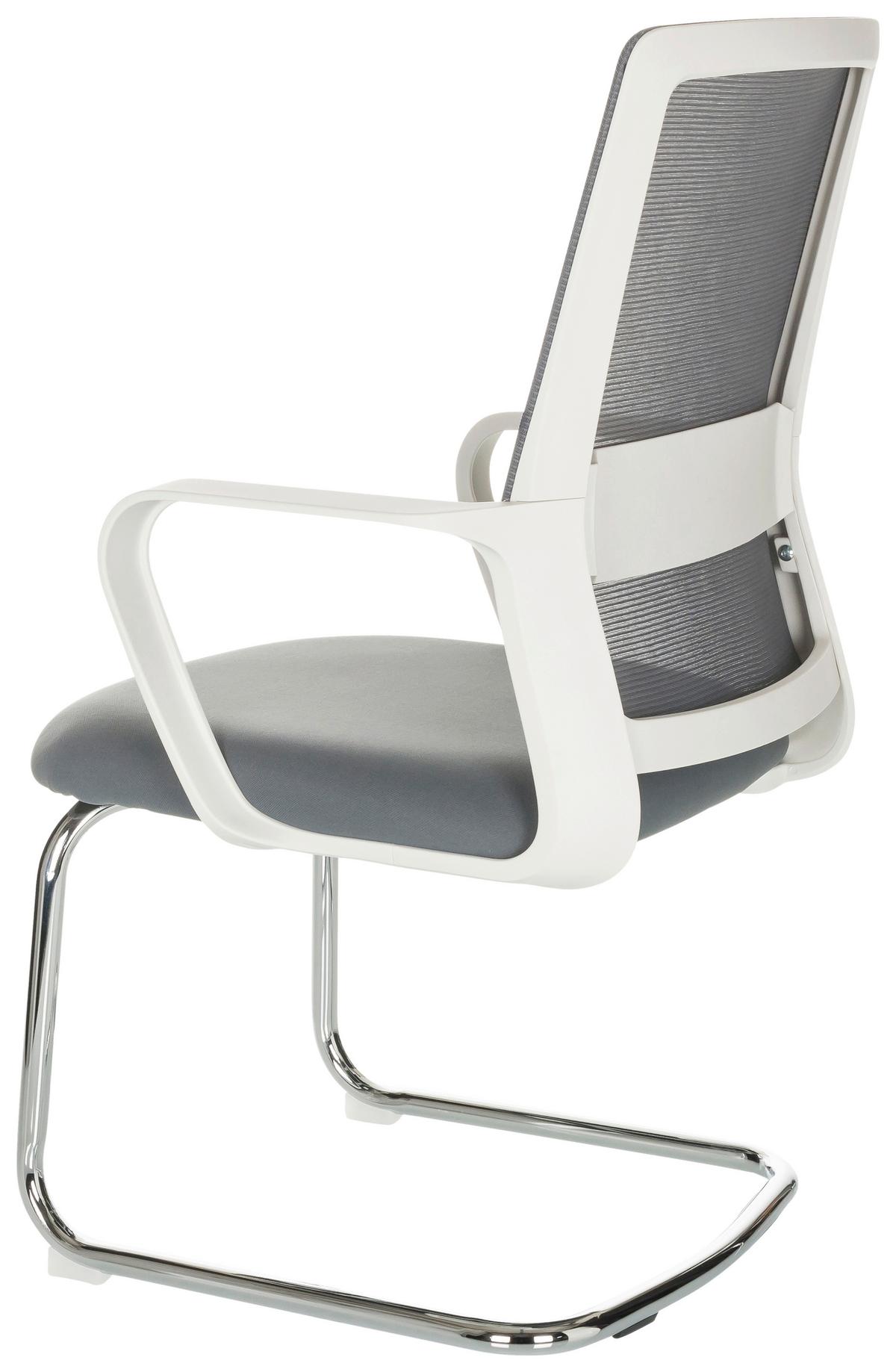 Besucherstuhl Visiter W - Silberfarben/Weiß, Basics, Kunststoff/Textil (60/97-98/60cm) - MID.YOU