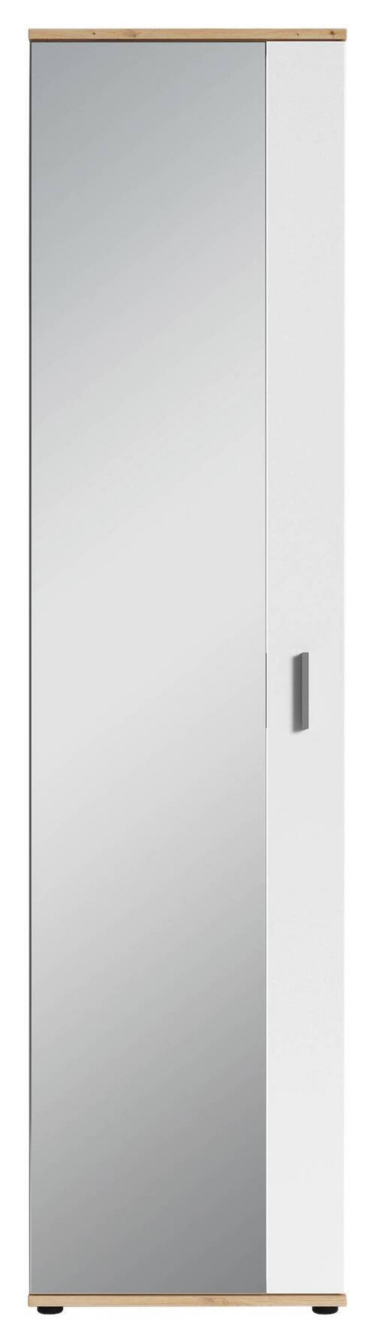 Hochschrank Jakob B: 49 cm Eiche Dekor/Weiß - Weiß/Eiche Artisan, MODERN, Holzwerkstoff (49/196/30cm) - MID.YOU