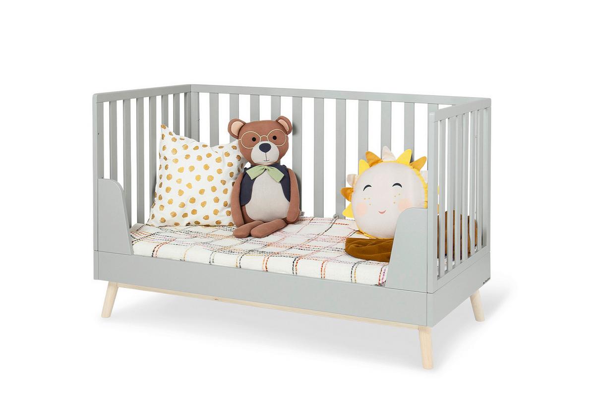 Gitterbett Dusk - Hellgrau, Basics, Holz (145/76/93cm) - Pinolino