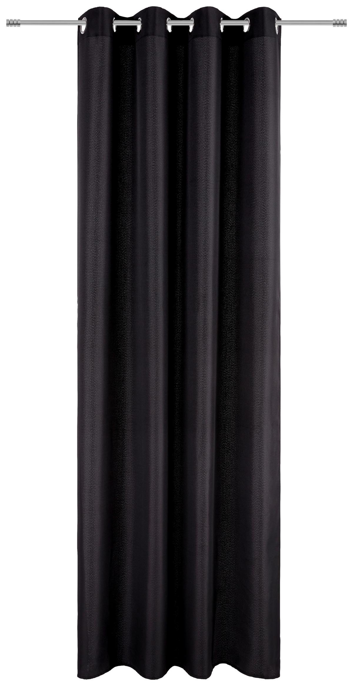 Ringlis Függöny Kb. 140/245cm - fekete, Konventionell, textil (140/245cm) - Ondega