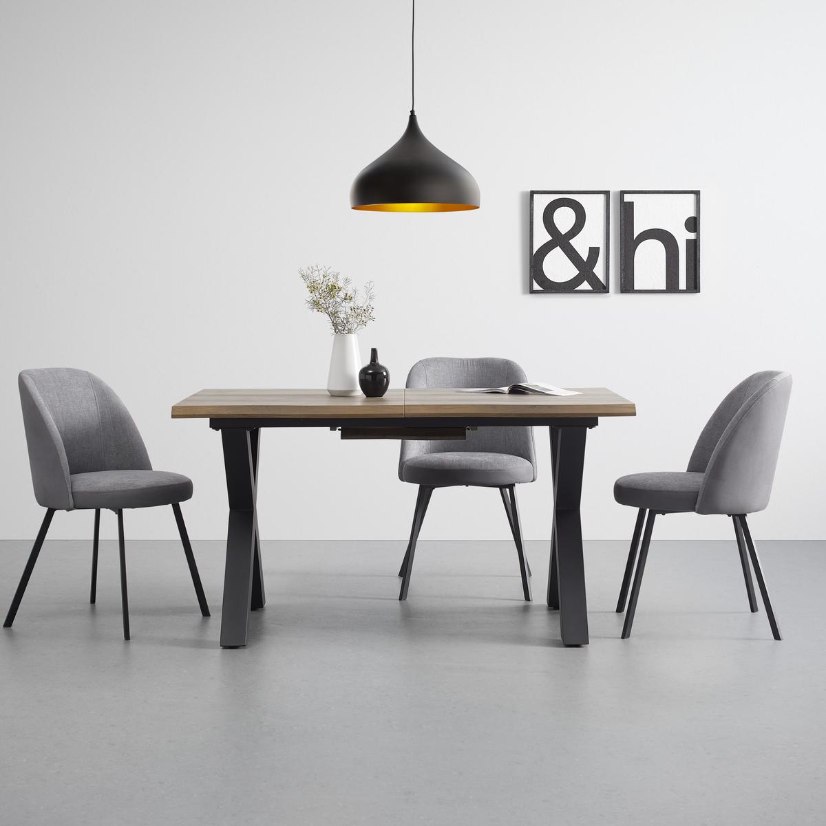Rozkládací jídelní stůl LIA 140-180x76x90 cm - černá/barvy vlašských ořechů, Moderní, kov/kompozitní dřevo (140-180/90/76cm) - Bessagi Home