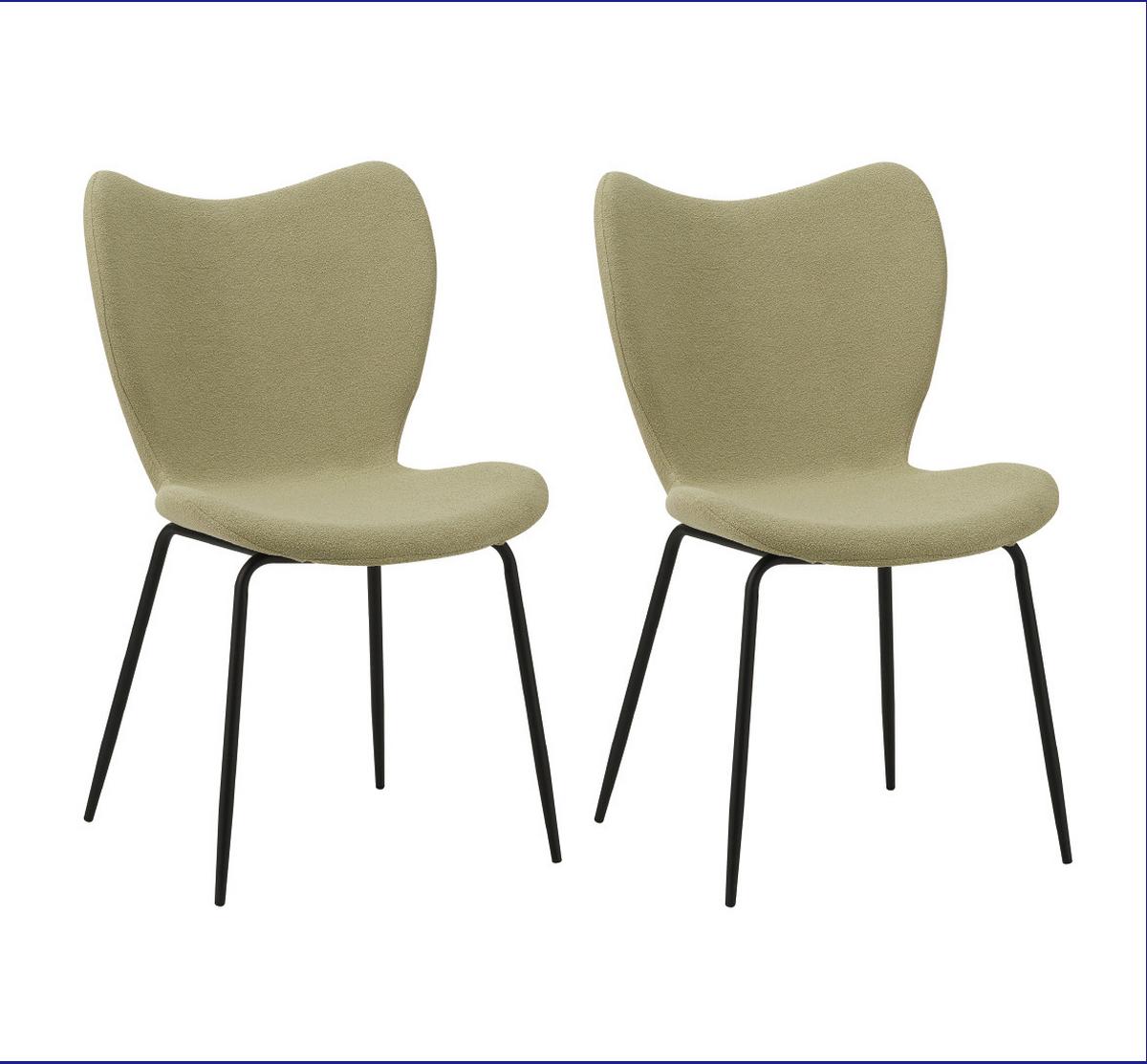 Stuhl-Set Caen Grün B: 50 cm - Schwarz/Grün, MODERN, Textil/Metall (50/88,5/42cm) - MID.YOU