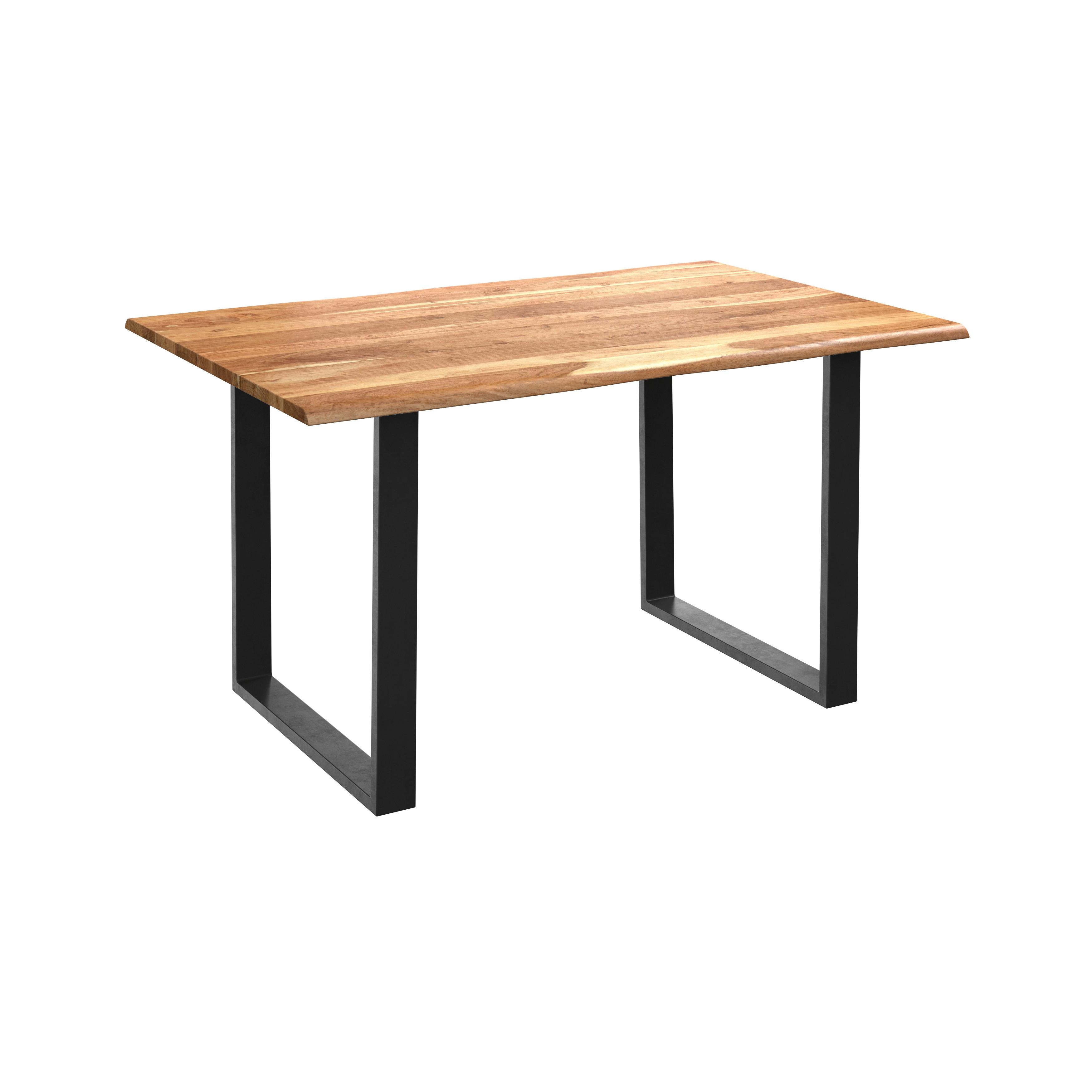 Esstisch Echtholz Mundra 140x76 cm Schwarz/Akazienfarbe