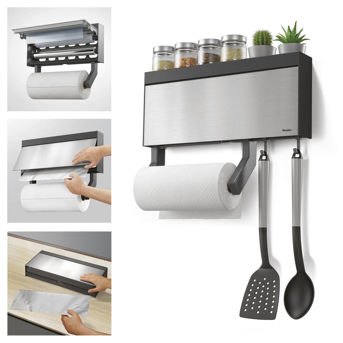 Küchenrollenhalter Mona - Schwarz, Basics, Kunststoff/Metall (38/6/17cm) - Metaltex