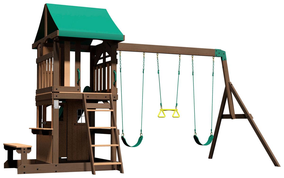 Spielturm Lakewood Braun/grün B: 340 Cm - Braun/Grün, KONVENTIONELL, Holz (340/260/430cm) - Ambia Garden