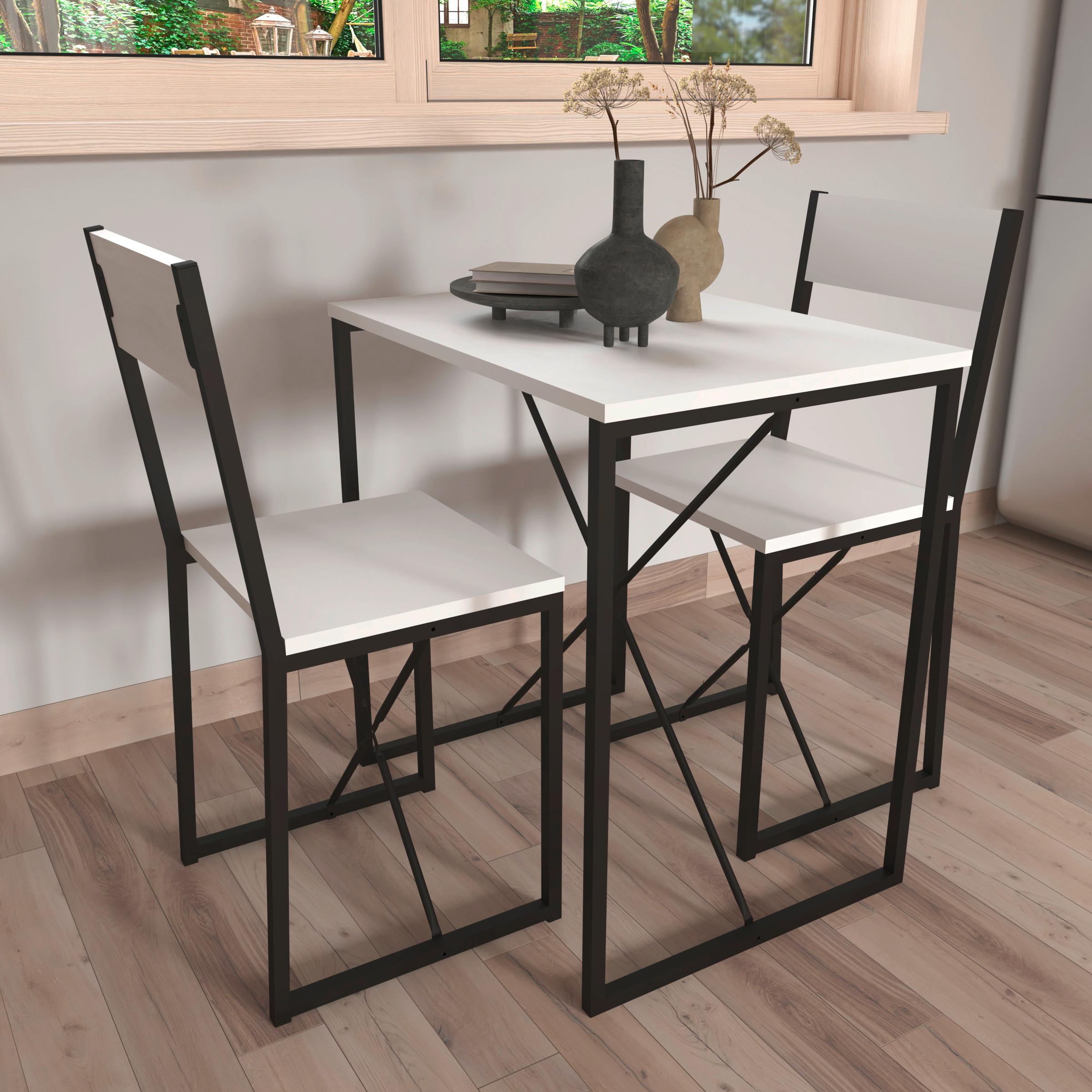Esstisch Insasi Schwarz, Weiß L: 72,8cm - Schwarz/Weiß, Design, Holzwerkstoff/Metall (72,8/52,7/84,7cm) - MID.YOU