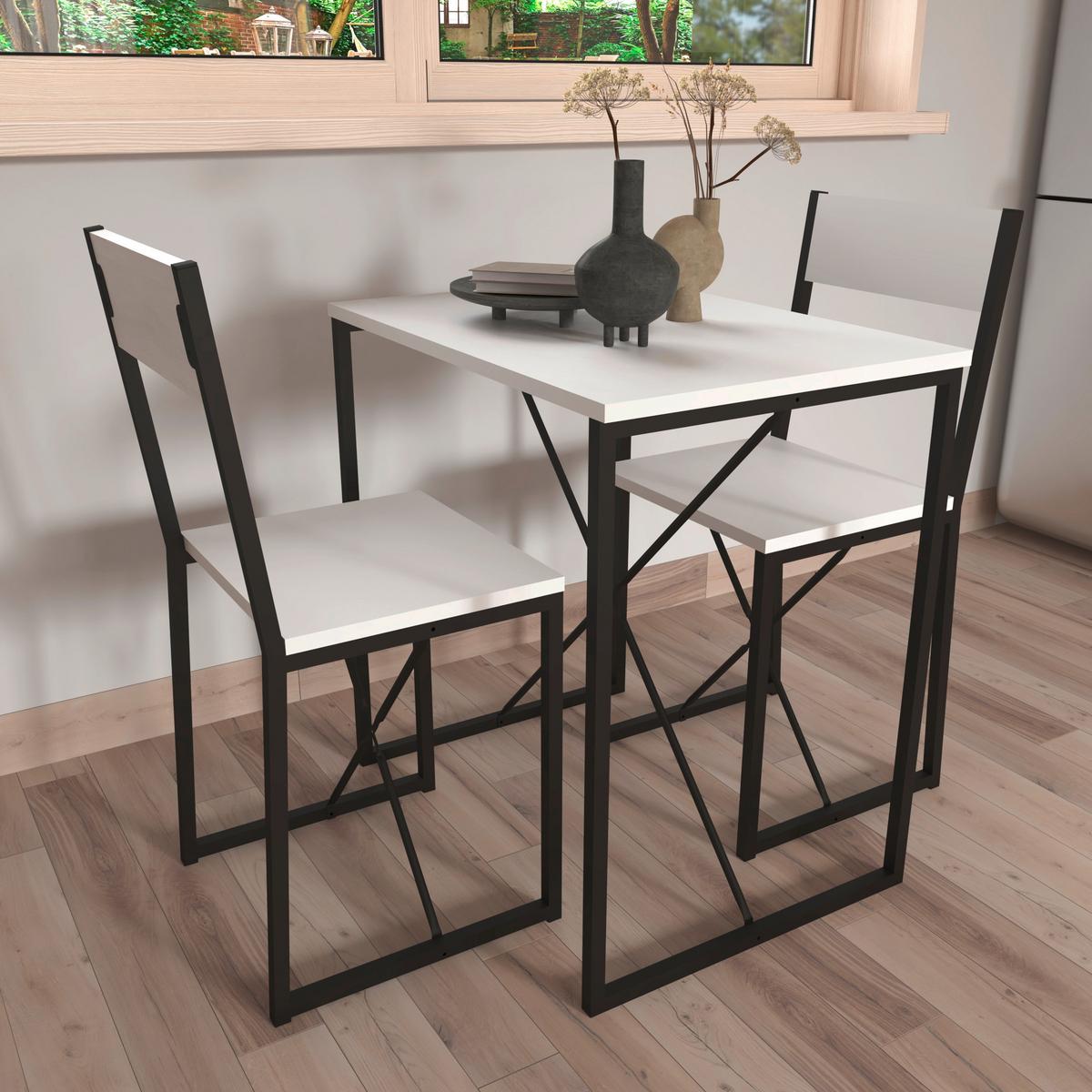Esstisch Insasi Schwarz, Weiß L: 72,8cm - Schwarz/Weiß, Design, Holzwerkstoff/Metall (72,8/52,7/84,7cm) - MID.YOU