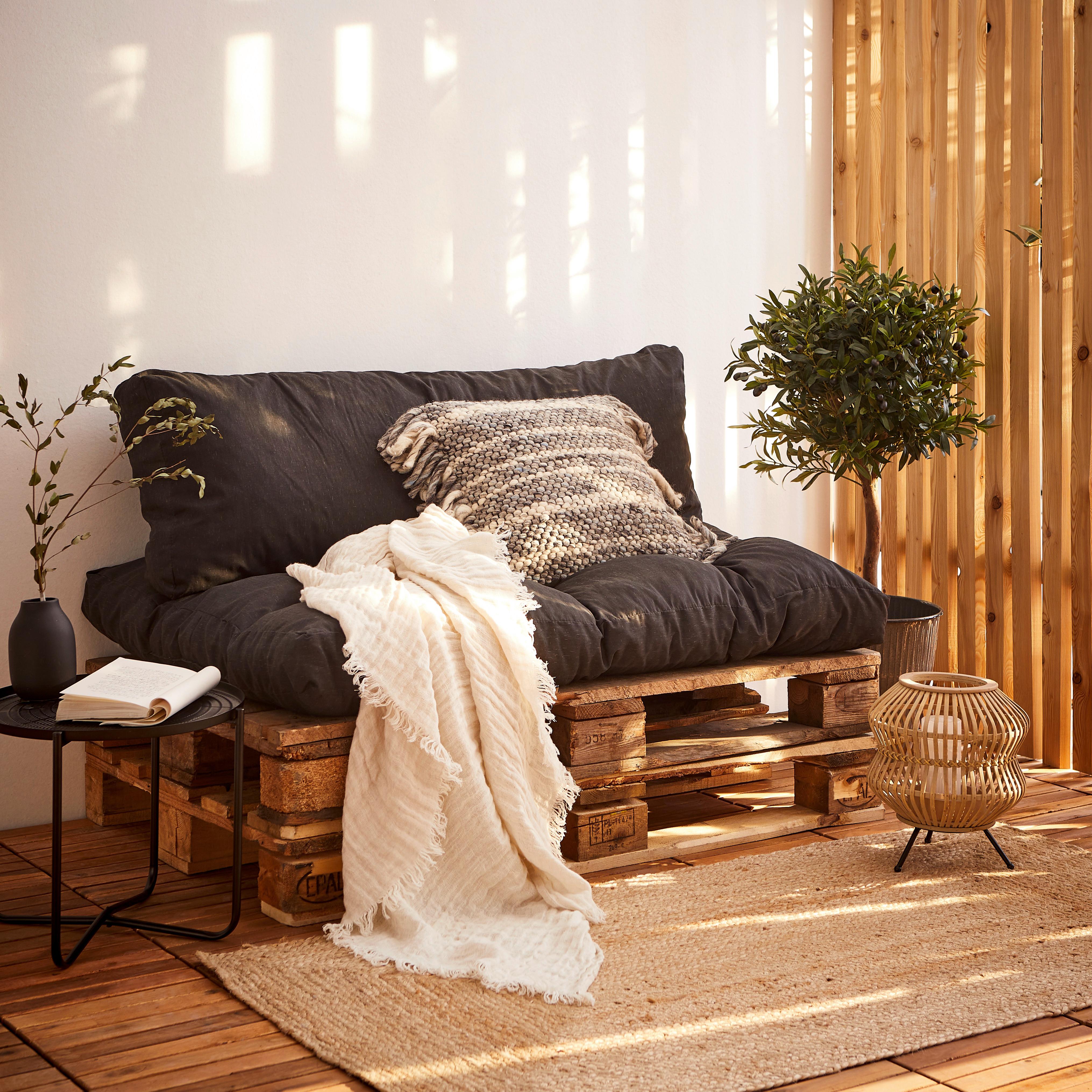 Palettenkissen 2-Tlg. Loungeset 120x80x16 cm Schwarz