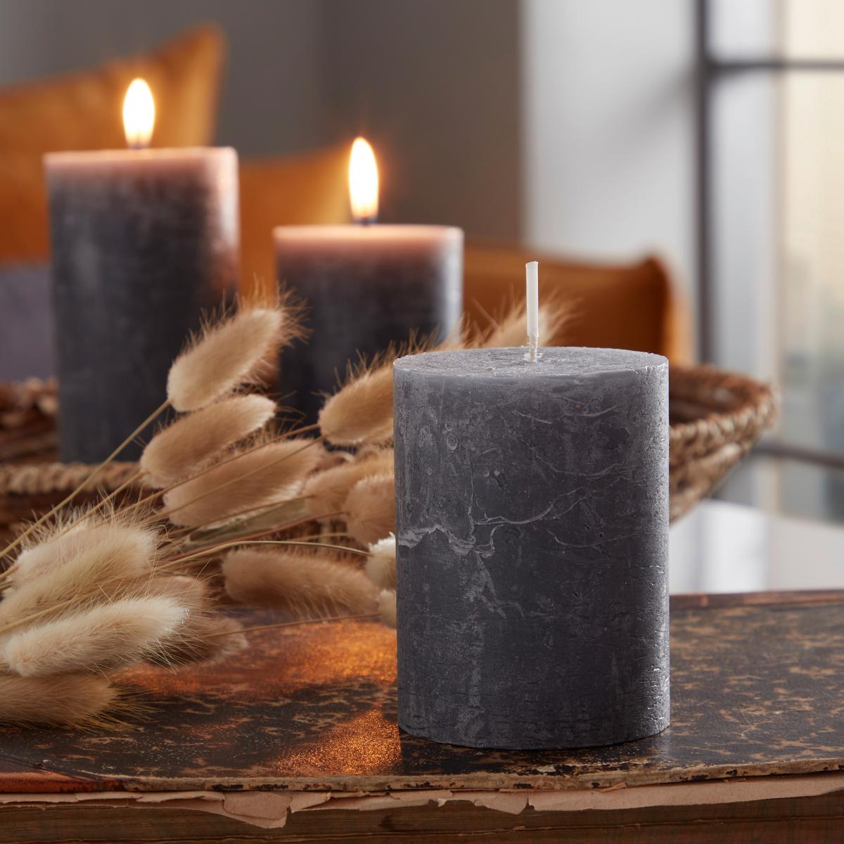 Stumpenkerze Saphira Dunkelgrau Dxh: 6,8x9 Cm - Dunkelgrau, Basics (6,8/9cm) - Ondega