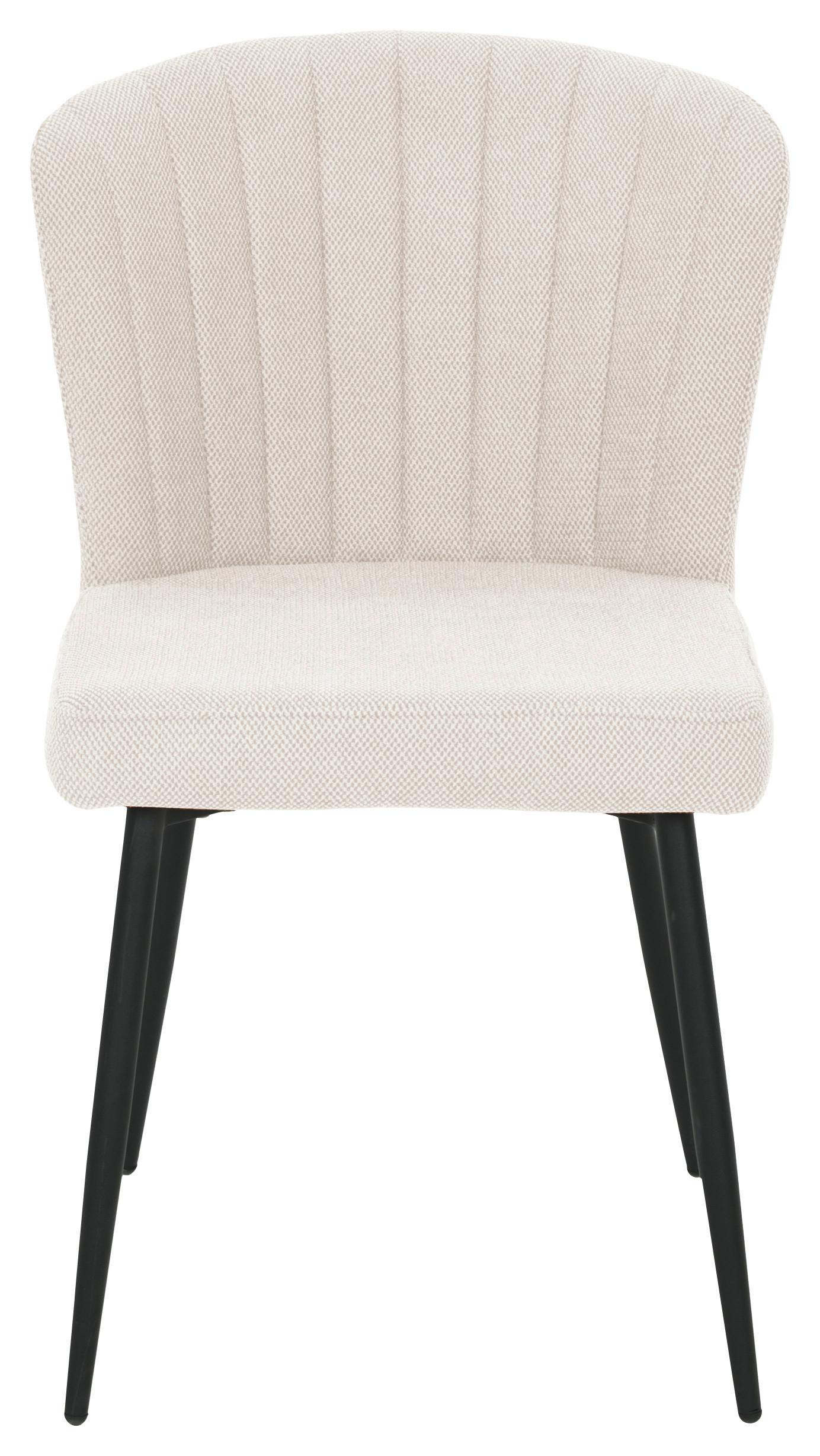 Vierfußstuhl Abbie Leinenoptik Beige, B: 52 cm - Beige/Schwarz, KONVENTIONELL, Holz/Textil (52/82/60cm) - P & B