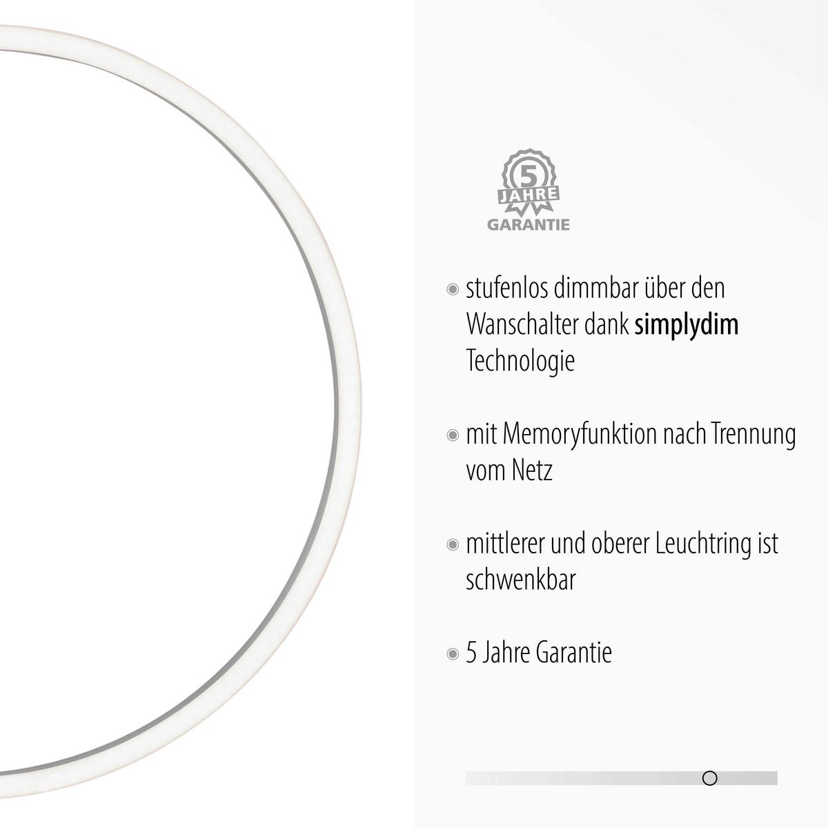 LED-Deckenleuchte Ivanka L: 70 cm dimmbar und Schwenkbar - Schwarz, Design, Kunststoff/Metall (70/44/6,8cm)