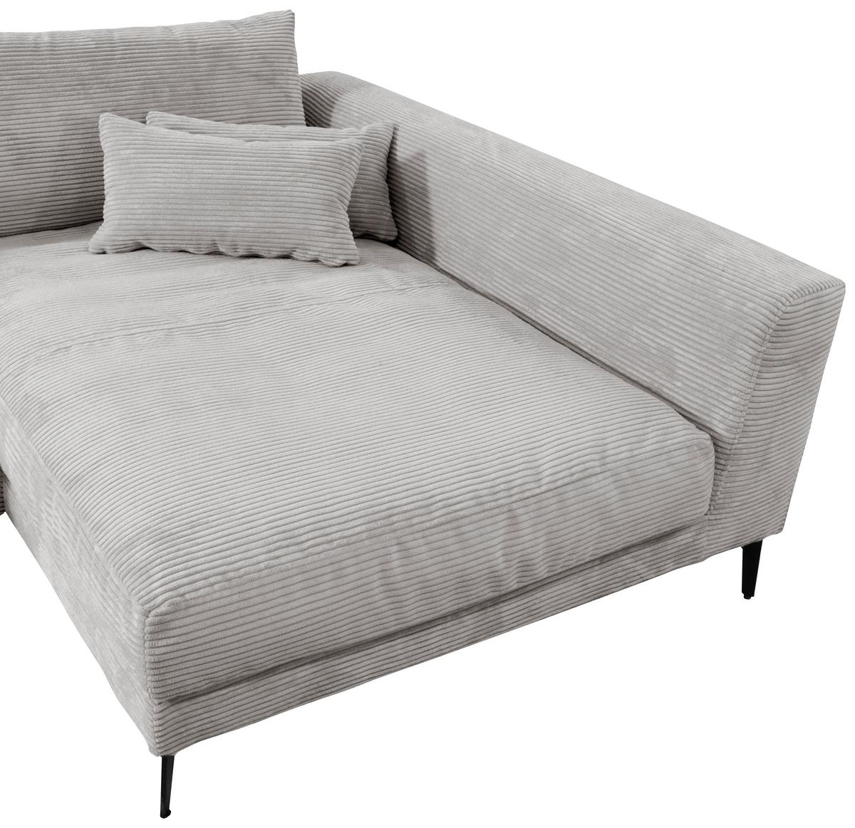 Ecksofa Berlin Cord Hellgrau 313x172 cm - Hellgrau/Schwarz, Design, Textil (313/172cm) - Livetastic