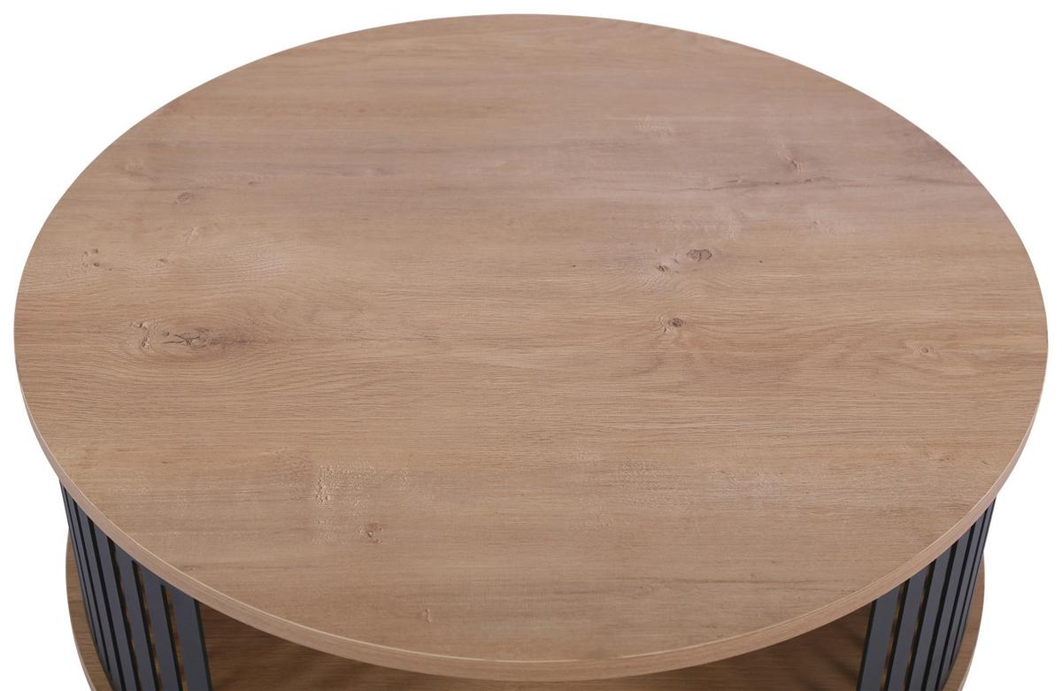 Couchtisch Santiago Mdf Eiche, B: 75 cm - Eichefarben/Schwarz, MODERN, Holzwerkstoff/Metall (75/44/75cm)