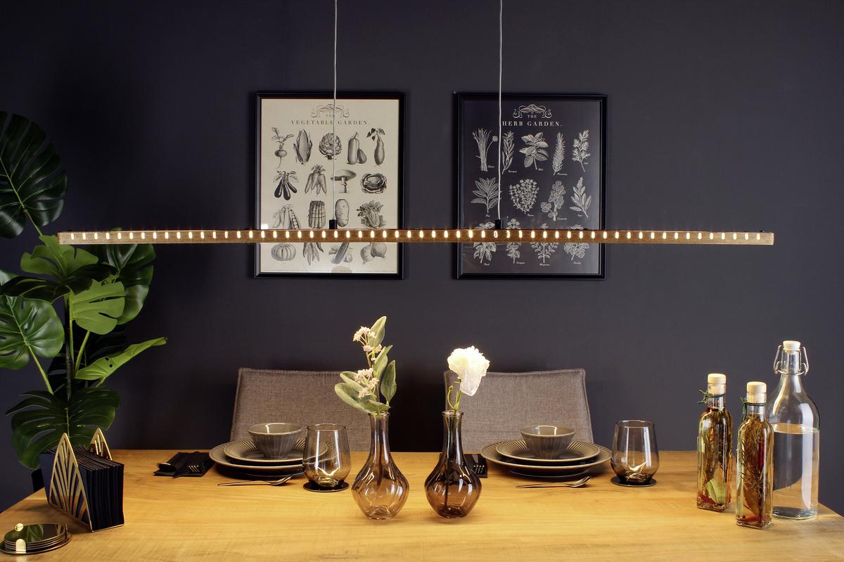 Led-hängeleuchte Wo Solaris H: 120 Cm 1-Flammig Dimmbar - Weiß, Design, Holz/Kunststoff (120/12/120cm)