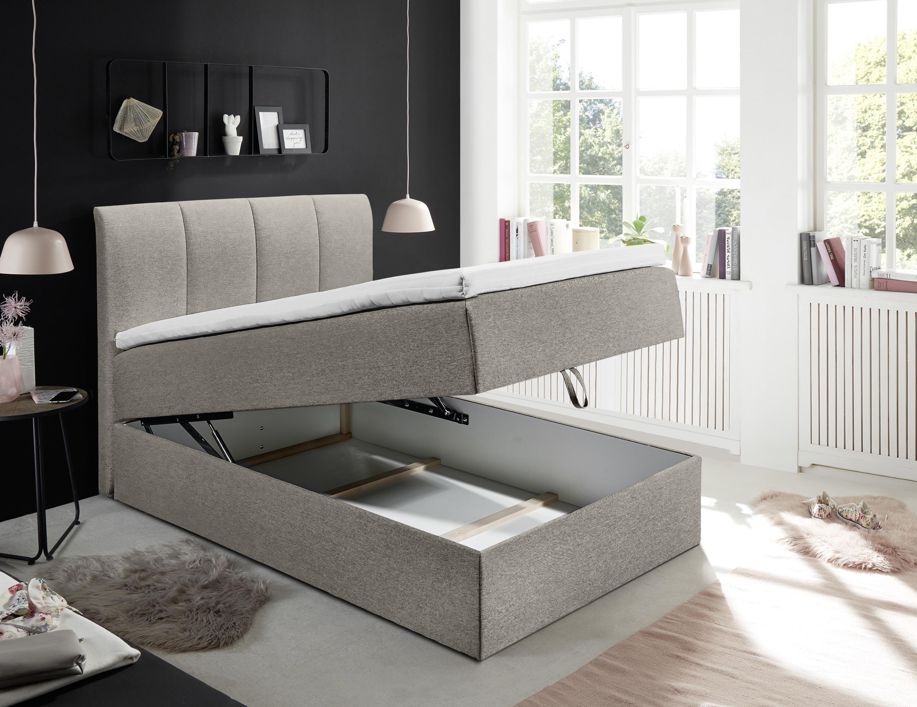 Boxspring postel GRANADA hnědá 120x200 cm - černá/jílová barva, Basics, textil/plast (120/200cm) - MID.YOU