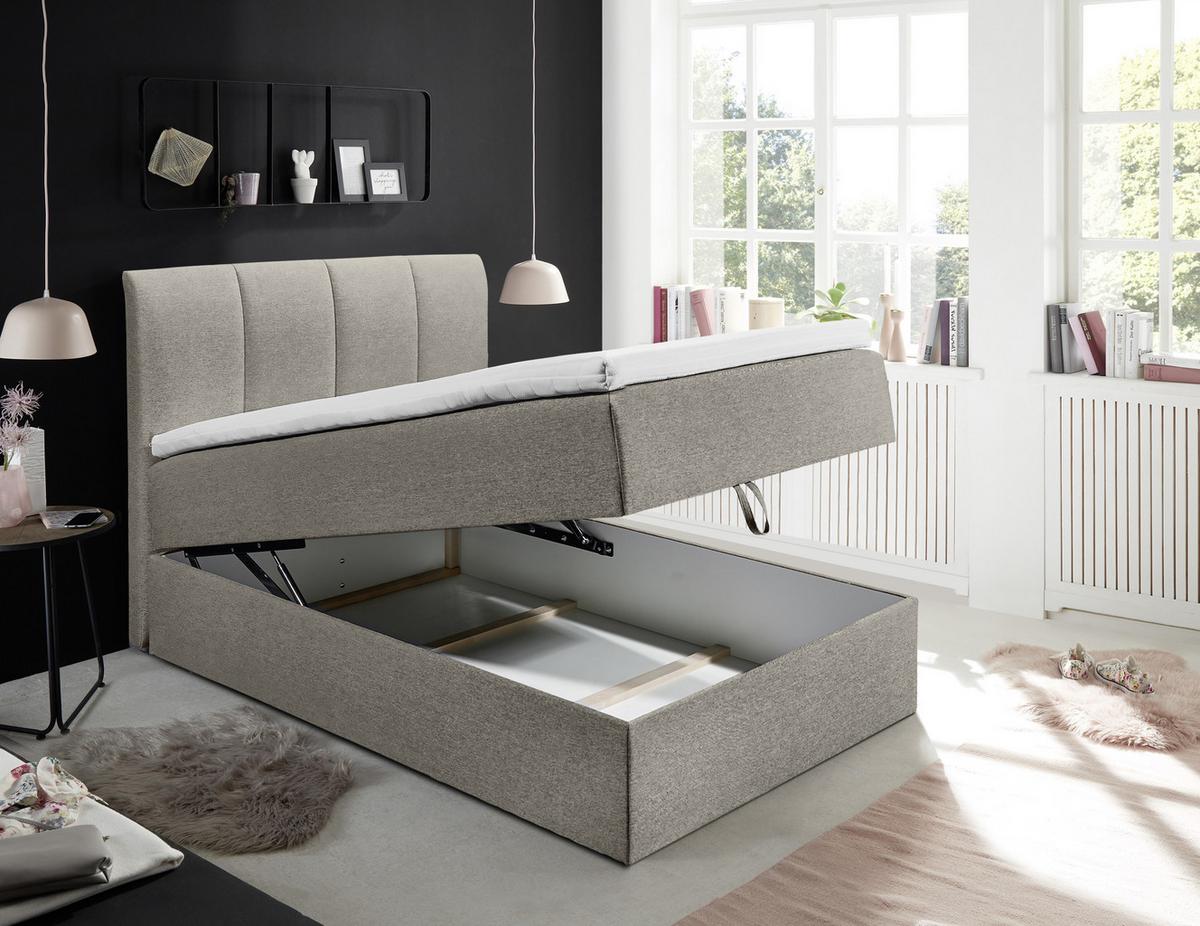 Boxspring postel GRANADA hnědá 120x200 cm - černá/jílová barva, Basics, textil/plast (120/200cm) - MID.YOU