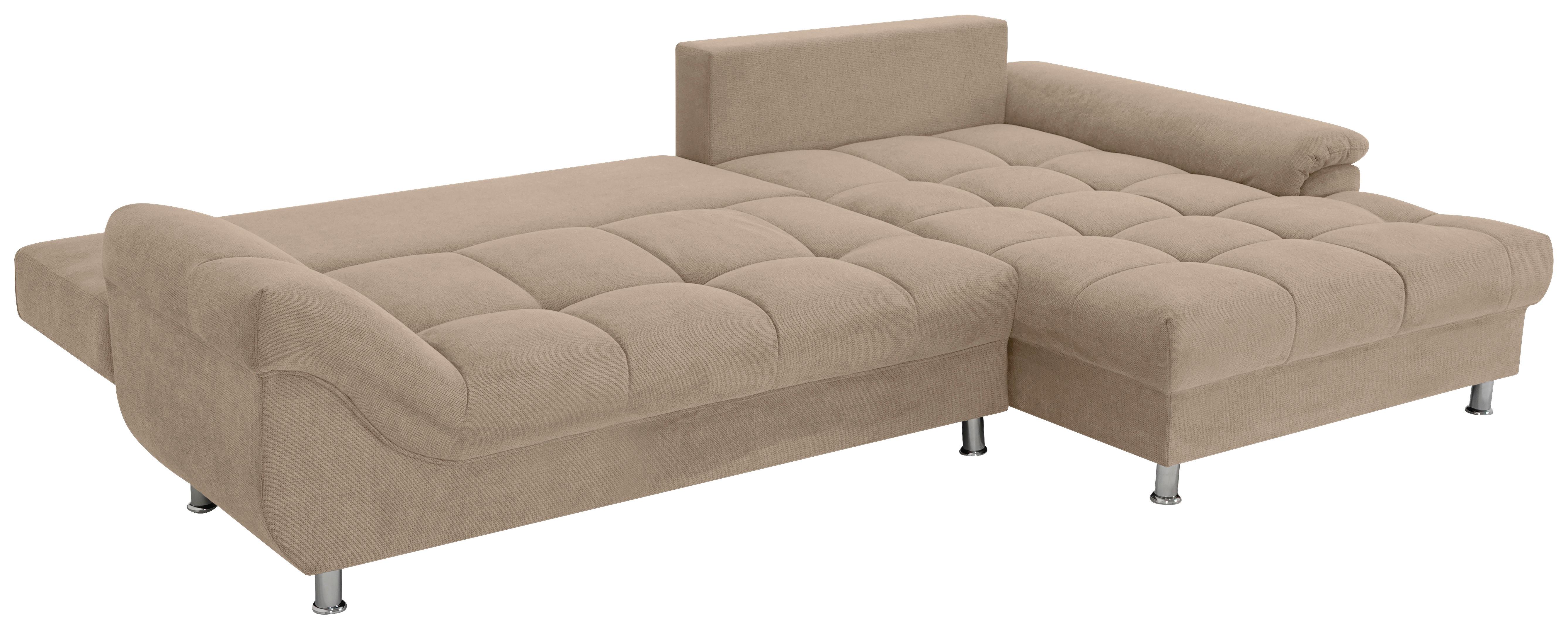 Rohová sedačka ERICE, pravá, šedohnědá - barvy chromu/šedohnědá, Design, textil/plast (312/198cm)