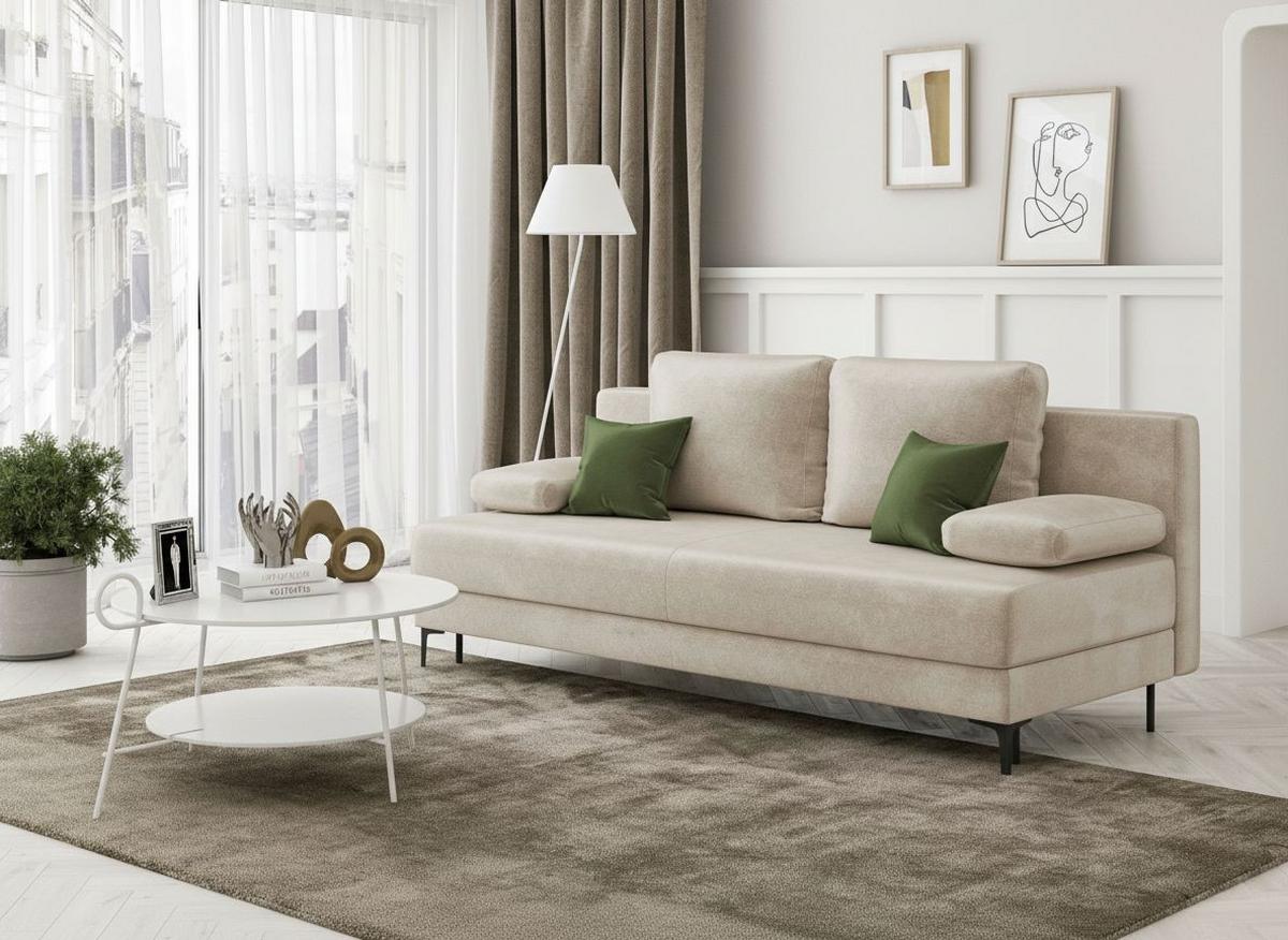 Schlafsofa Leipzig Beige B: 200cm - Beige/Schwarz, Design, Textil (200/78,5/88cm) - MID.YOU