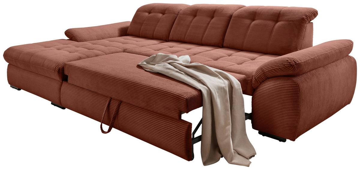 Ecksofa Mit Bettkasten Rigatti Koralle S: 184x314 Cm - Koralle/Schwarz, MODERN, Textil (184/314cm) - Livetastic