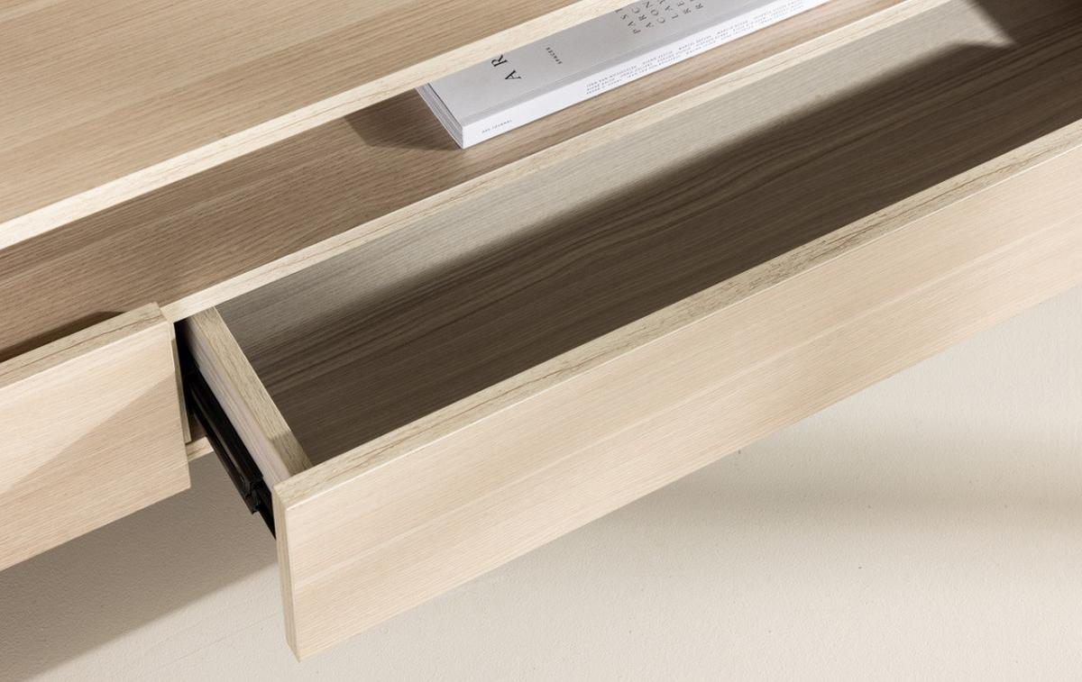 Lowboard Navarra Weiß/Eichefarben B: 180cm - Eichefarben/Schwarz, Design, Holzwerkstoff (180/40/40cm) - Livetastic