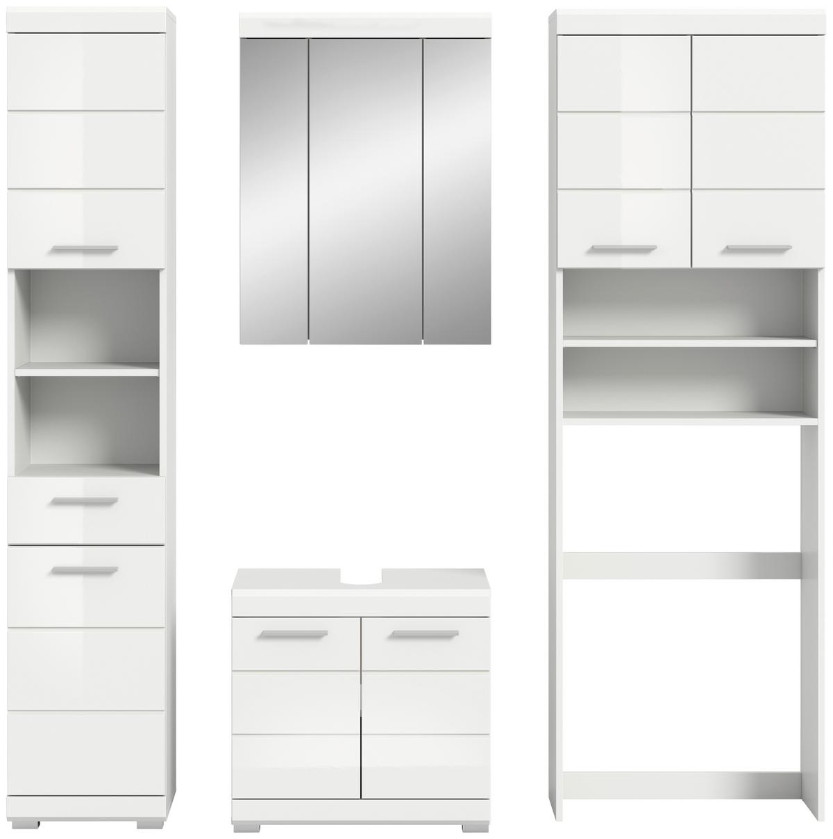 Badezimmer Scout Weiß B: 160 Cm - Weiß Hochglanz/Silberfarben, MODERN, Glas/Holzwerkstoff (160cm) - MID.YOU