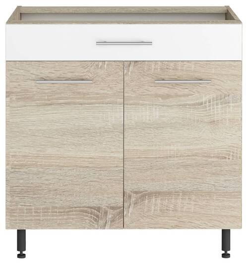 Alsószekrény Corina - Sonoma tölgy/fehér, Modern, fa/fém (80/82,4/58cm)