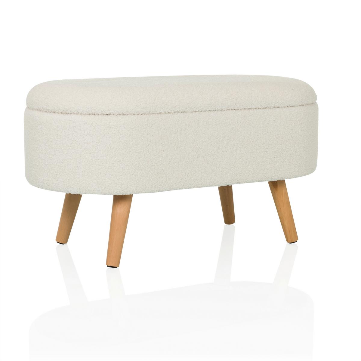 Hocker Storiano Weiß B: 82 Cm - Eichefarben/Weiß, MODERN, Textil (82/43/47cm) - MID.YOU