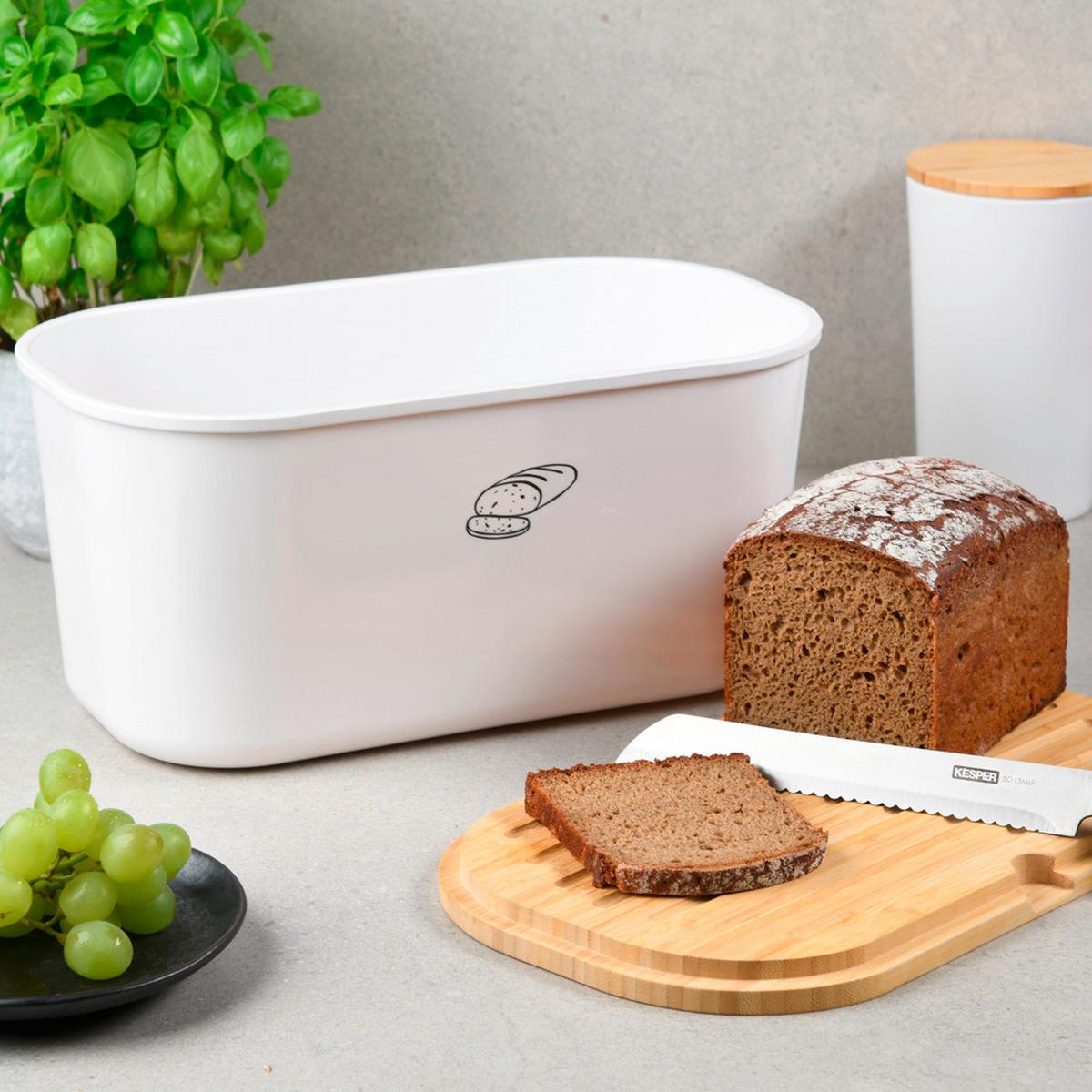 Brotkasten Naturfarben/Weiß B: 37 cm - Weiß/Naturfarben, Basics, Holz/Kunststoff (37/21/18.2cm) - Kesper