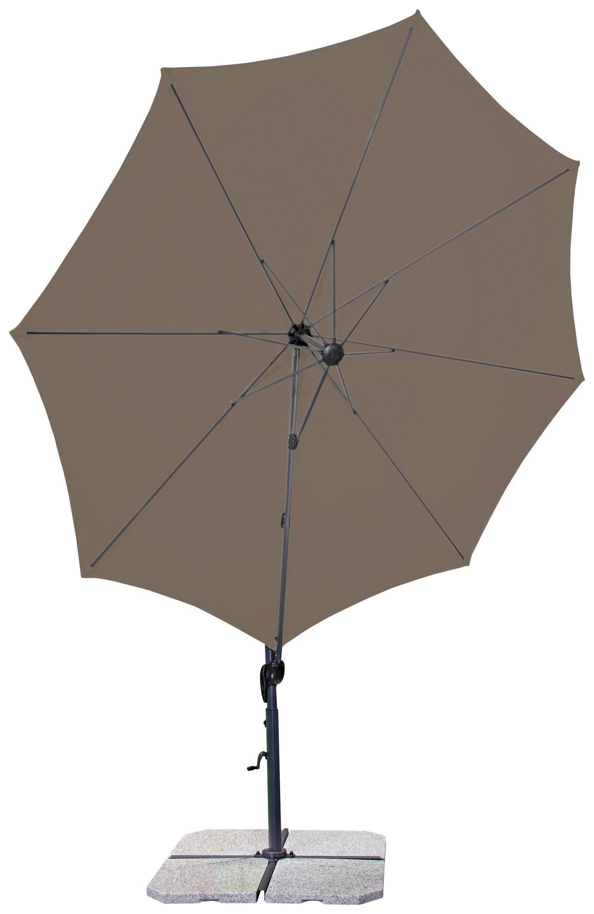 Ampelschirm Ravenna D 293cm H 244cm Mit Schirmständer Greige - Greige/Anthrazit, Basics, Textil/Metall (293/244cm) - Doppler