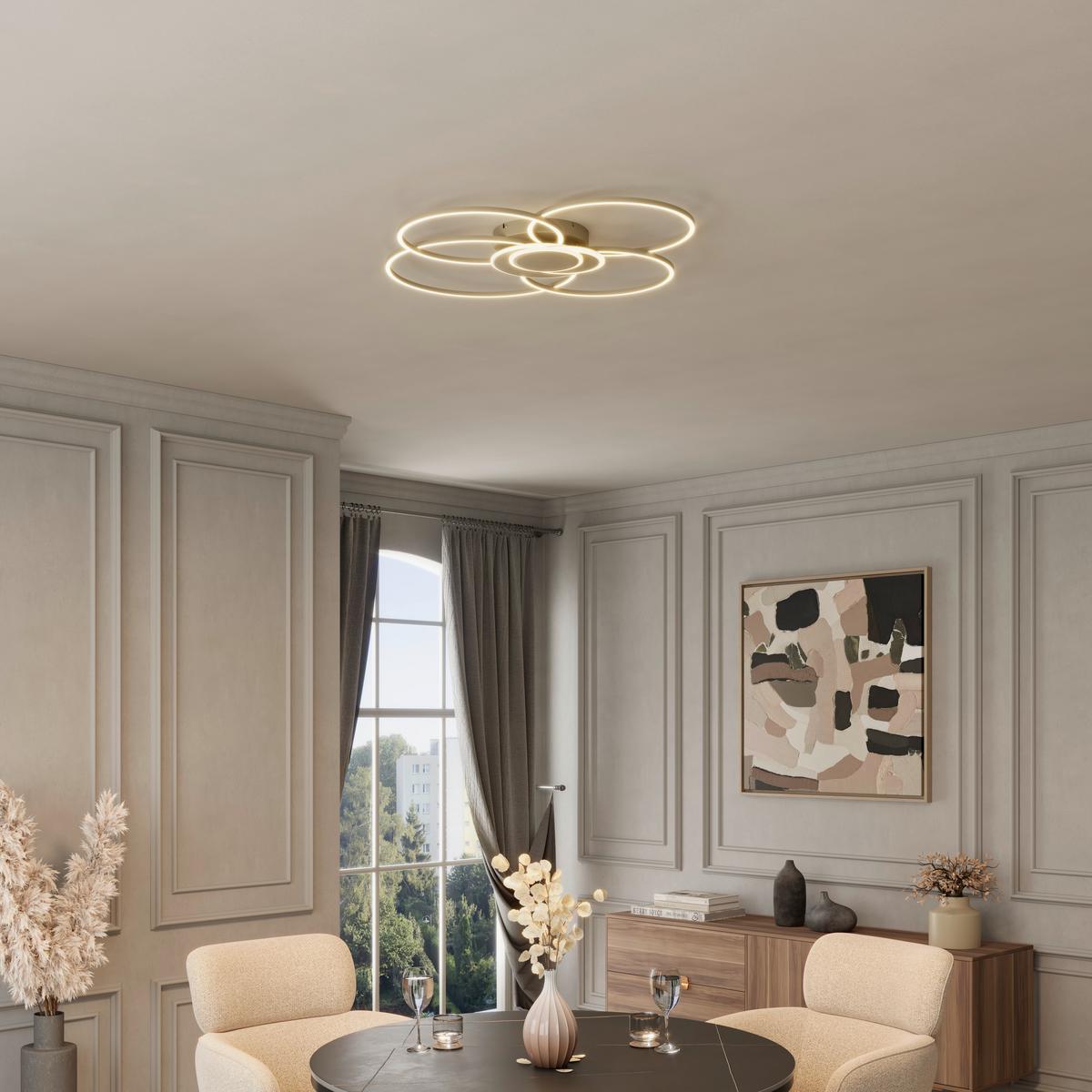 LED-Deckenleuchte CHIARA - Chromfarben/Champagner, Basics, Kunststoff/Metall (91/81/9,5cm) - Luca Bessoni