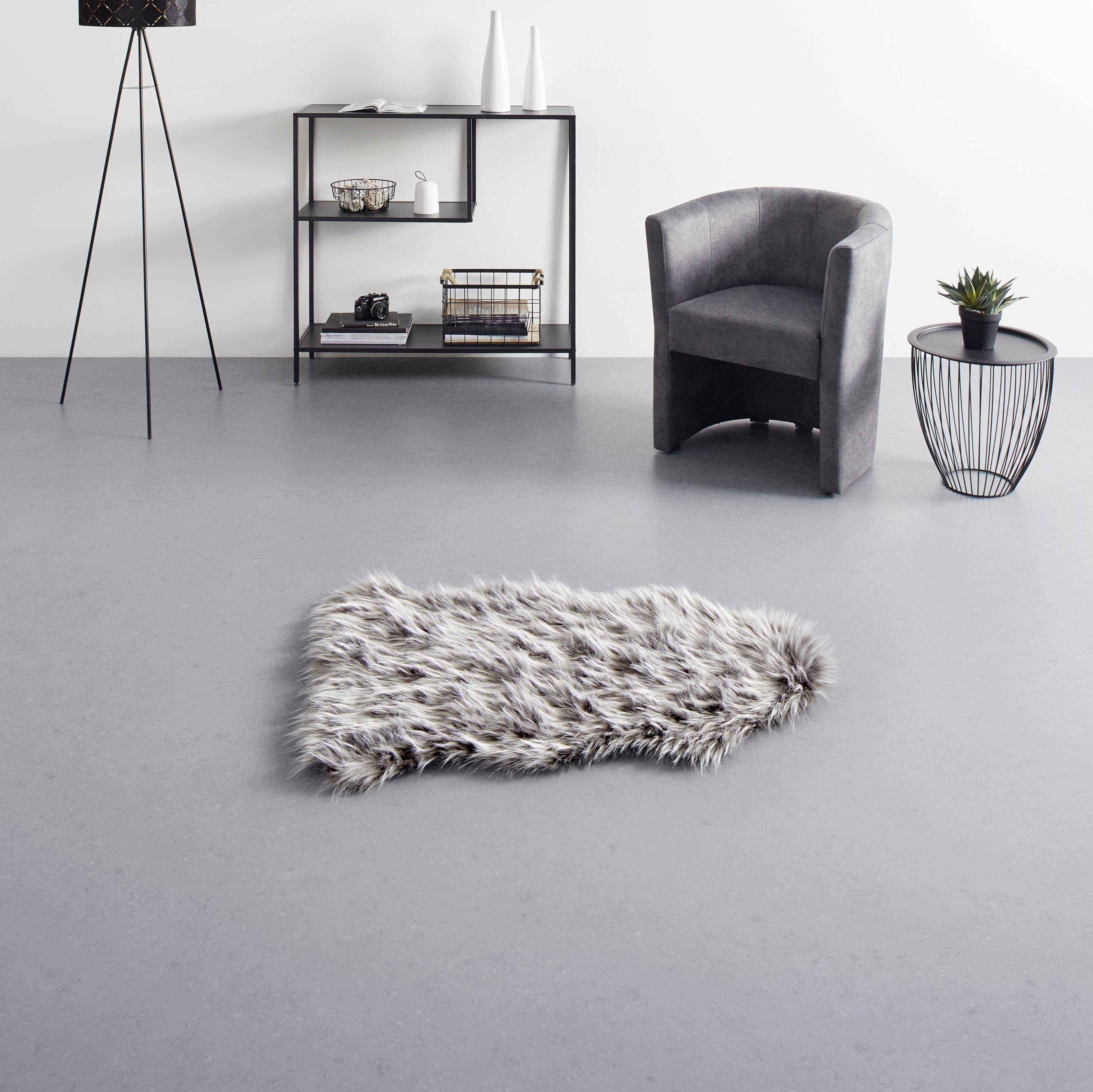 Umelá Kožušina Marina, 90/60cm, Sivá - sivá/biela, textil/kožušina (60/90cm) - Modern Living