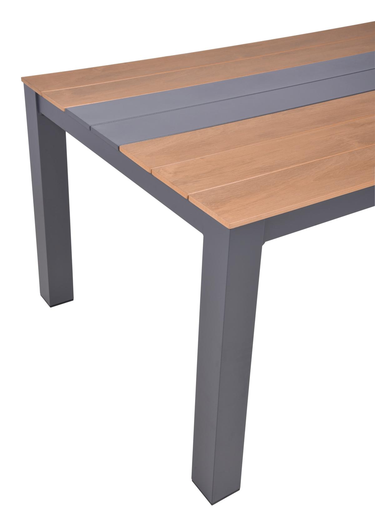 Gartentisch Silea - Anthrazit/Braun, Basics, Kunststoff/Metall (200/100/75cm) - Gardenson