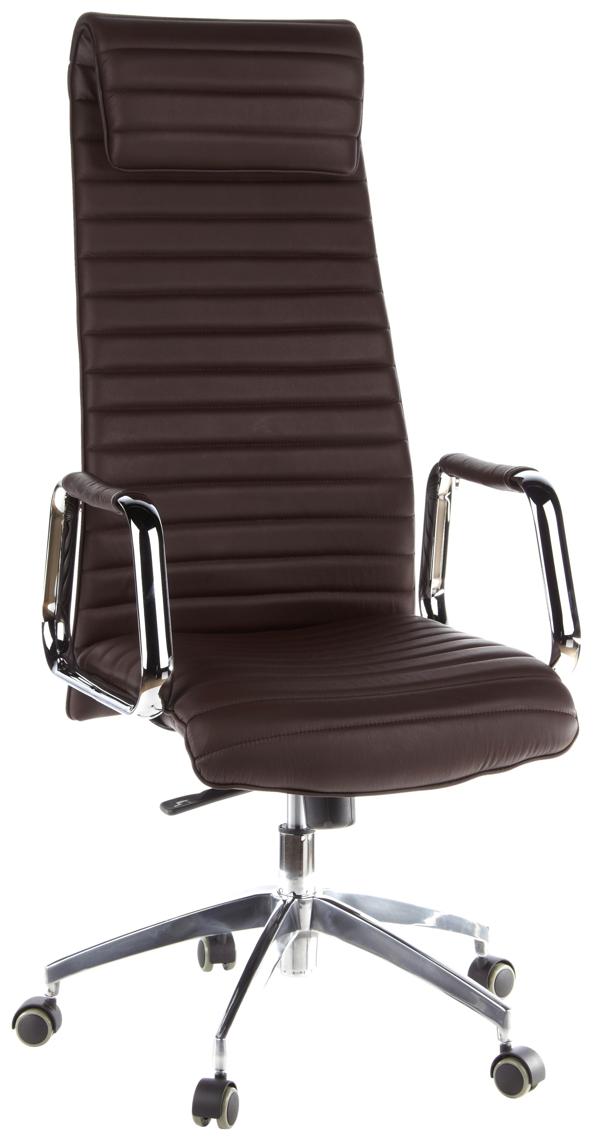 Drehstuhl Aspera 20 Dunkelbraun - Dunkelbraun/Silberfarben, MODERN, Leder/Kunststoff (59/139/50cm) - MID.YOU
