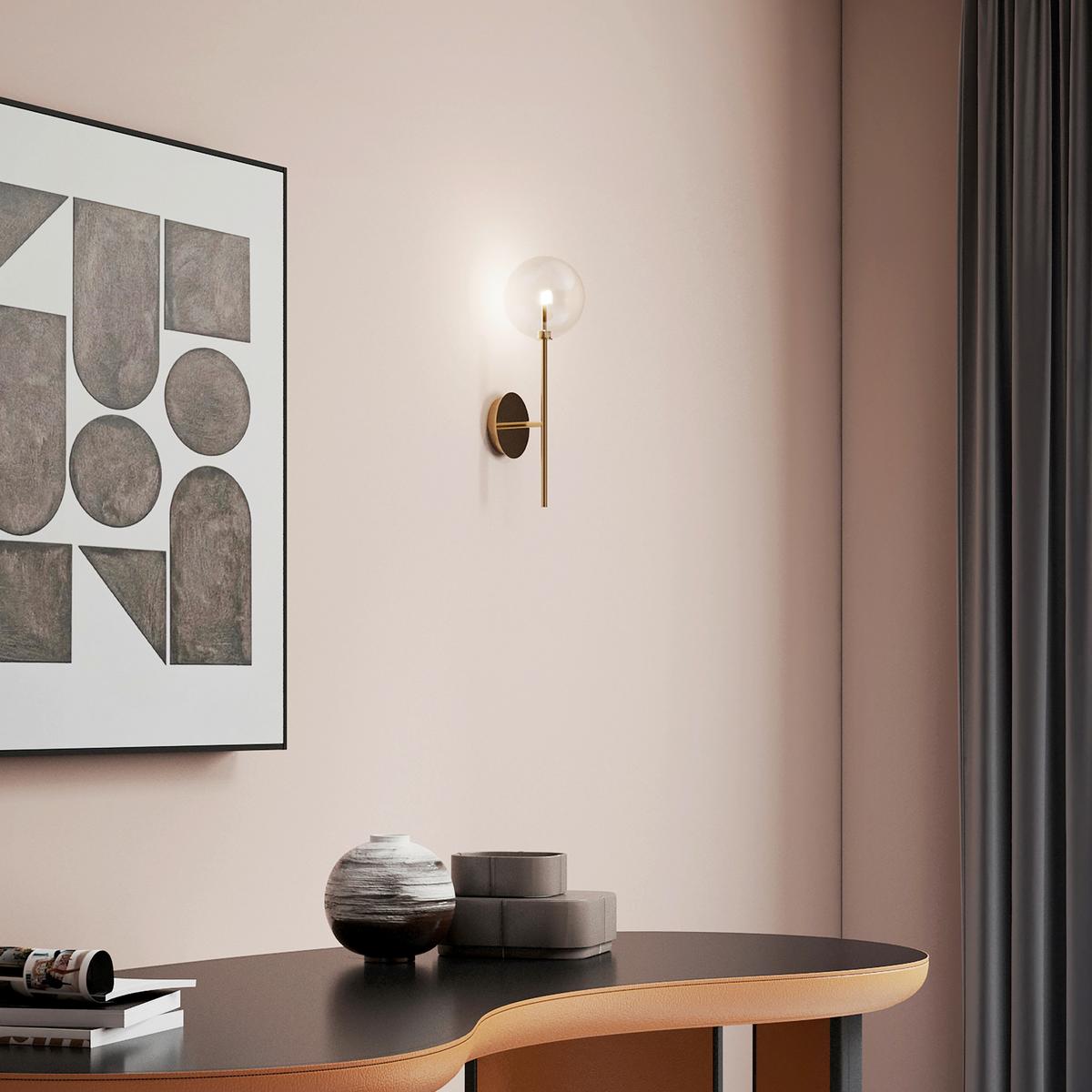 Wandleuchte Ottone Messingfarben B: 18 cm - Messingfarben, KONVENTIONELL, Glas/Metall (13/18/45cm) - Ideal Lux