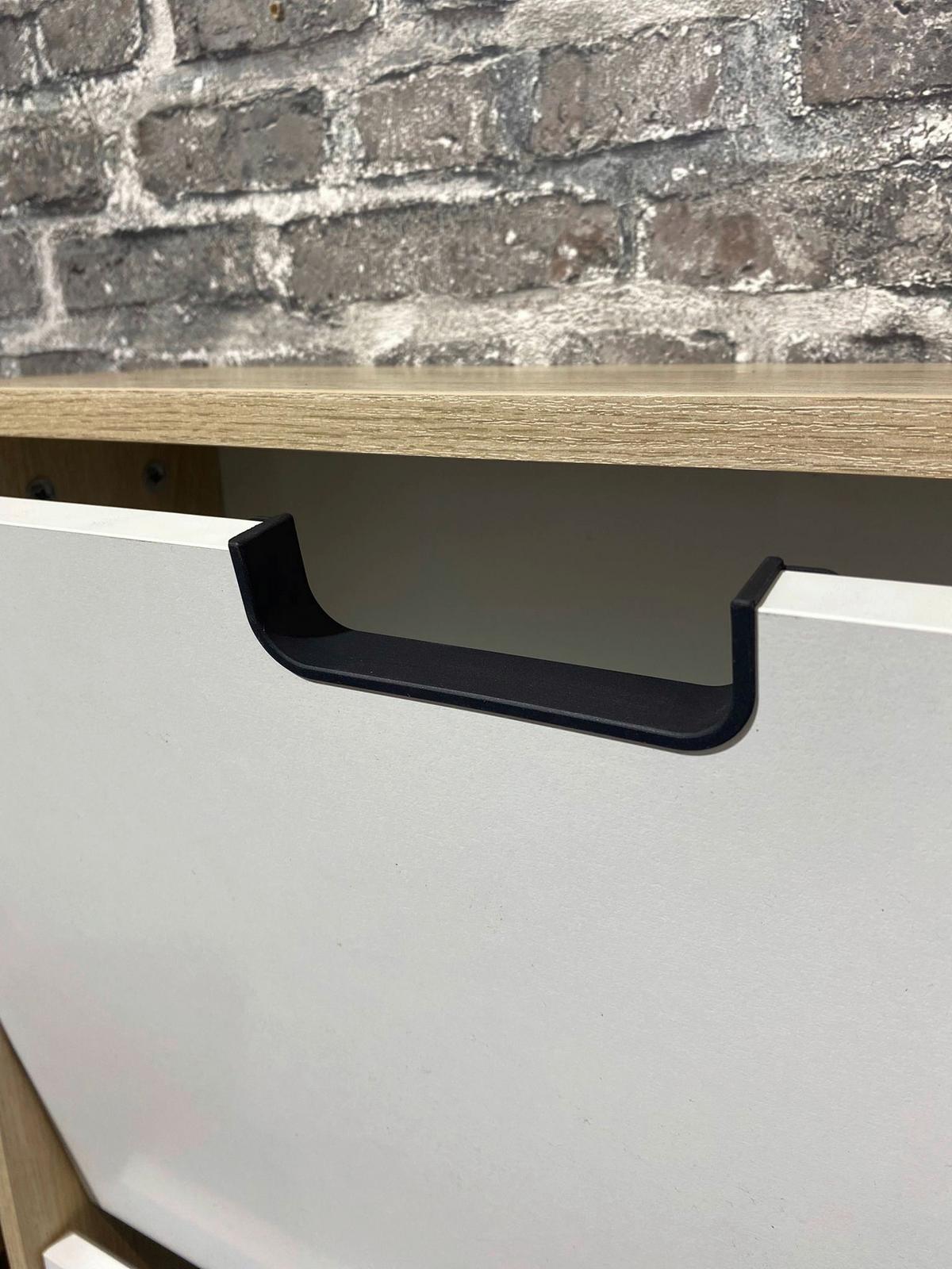 Unterschrank Eiche Artisan/weiß B: 59,8 - Schwarz/Eiche Artisan, Design, Holzwerkstoff (59,8/85,2/195,5cm) - MID.YOU