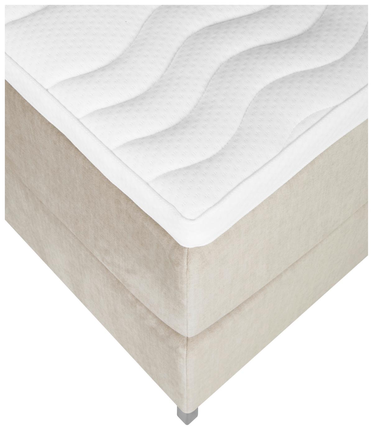 Boxspringbett mit Topper 160x200 cm Graz, Creme - Creme/Alufarben, MODERN, Textil (160/200cm) - MID.YOU